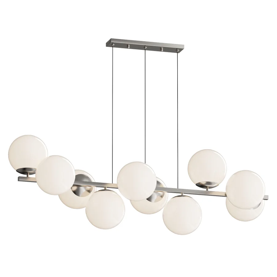 MyFar Aerton Nickel White Glass Molecule Chandelier 10 Light Image 1