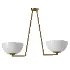 Jeanne 2 lights brass and white glass flush mount - Thumbnail 2