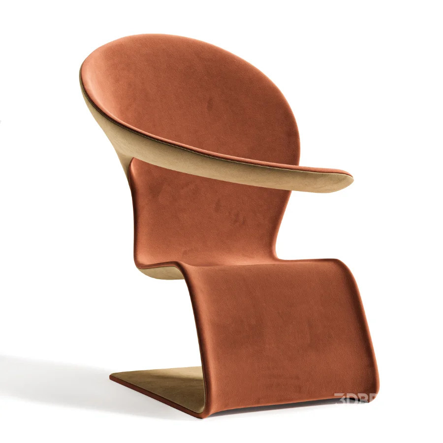 Modern Sculptural Armchair with Soft Fabric Upholstery Image 7
