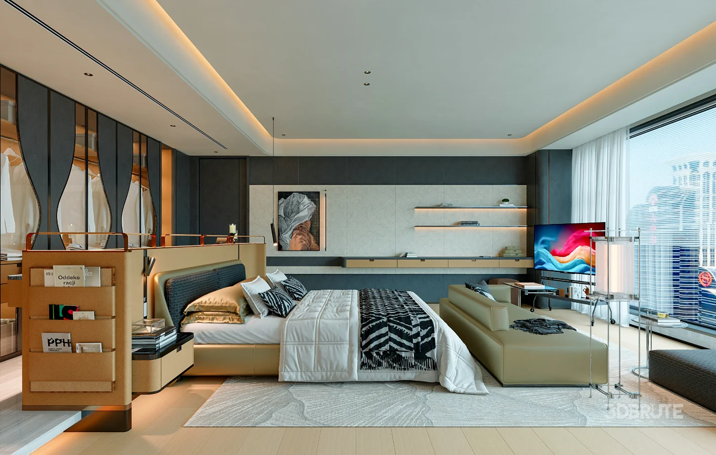 modern luxury bedroom interior Image 5