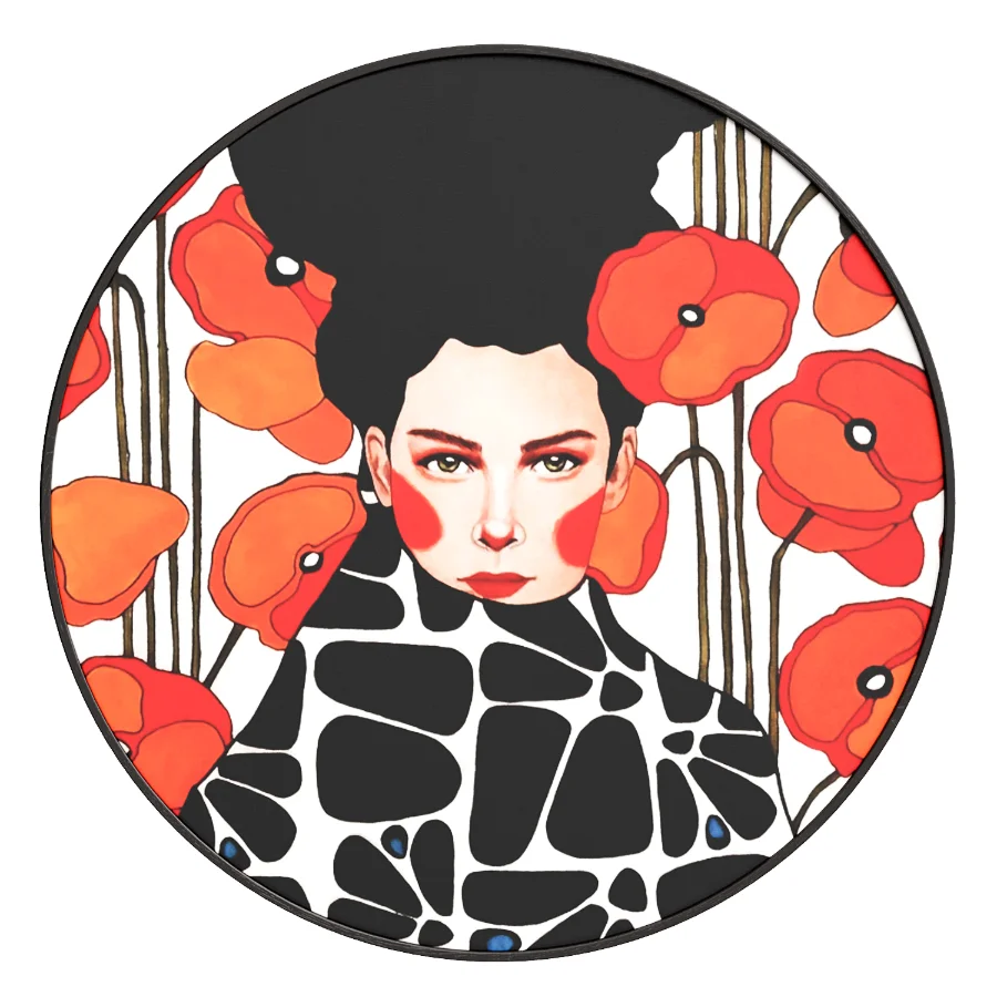 Woman with retro poppy flowers Image 3