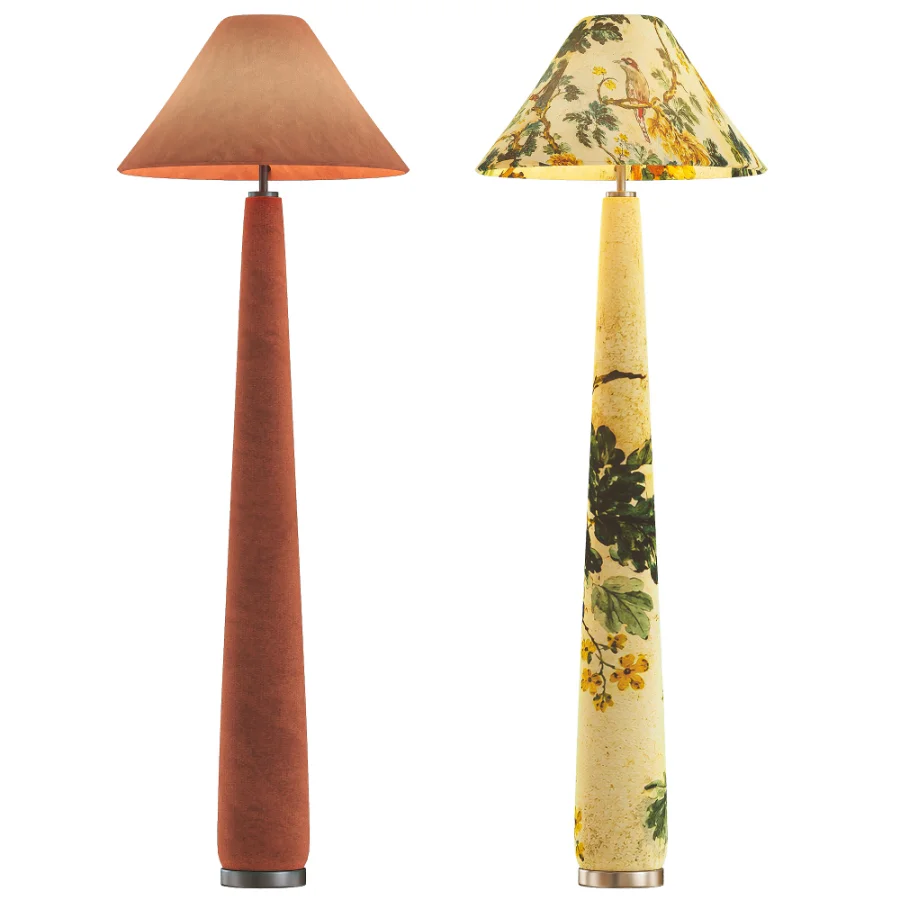 Lulu Printed Fabric Upholstered Empire Floor Lamp Image 1