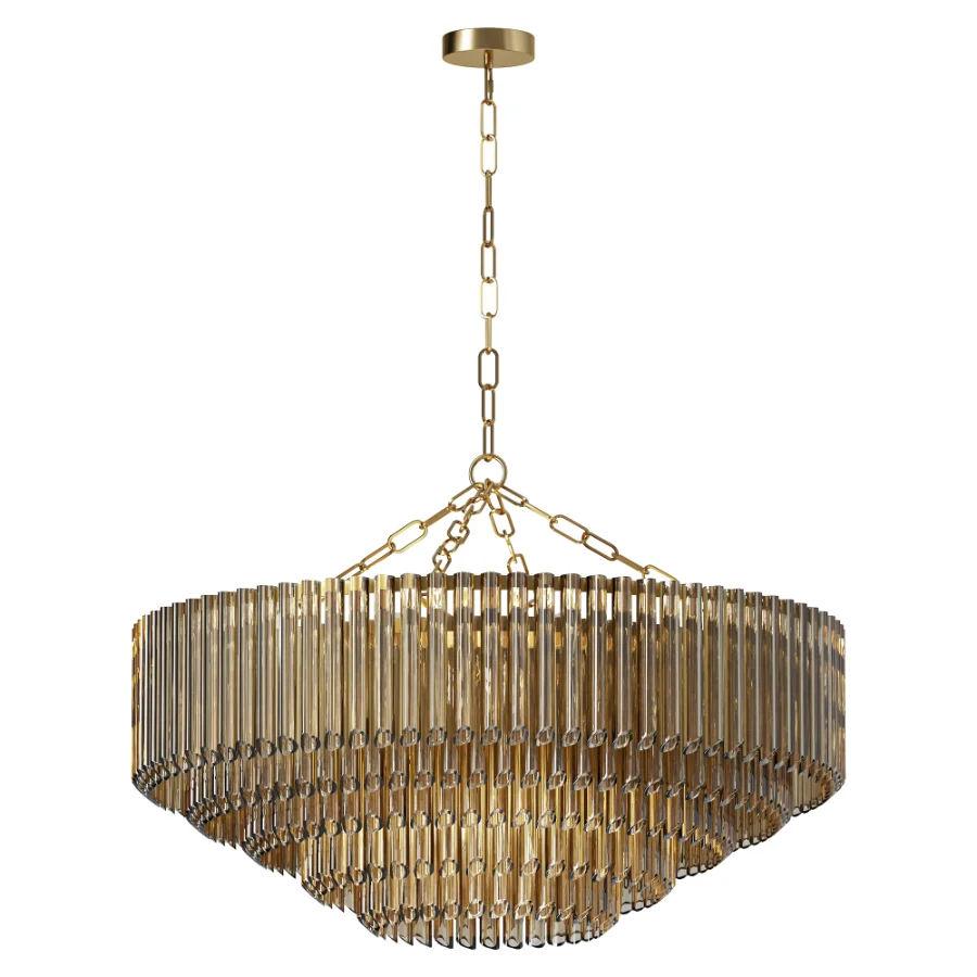 Petalia Wide Brass Chandelier Image 4