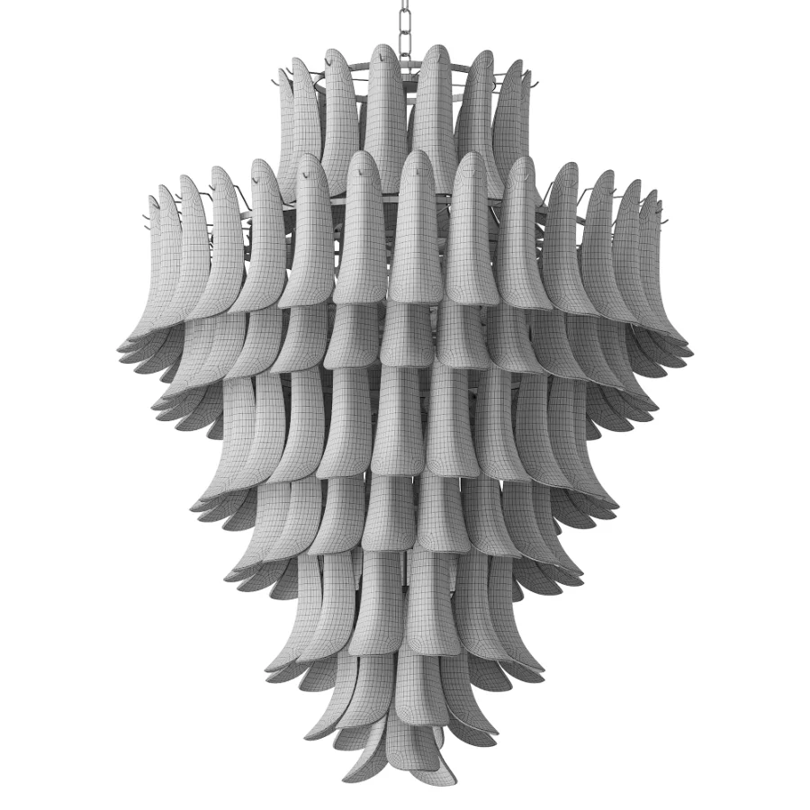 Green Murano Glass Petal Chandelier Image 4