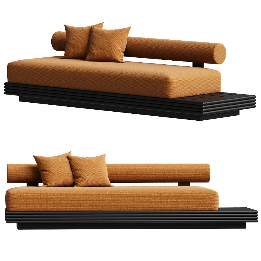 Collins Aluminum 3 Seat Armless Sofa Image 3