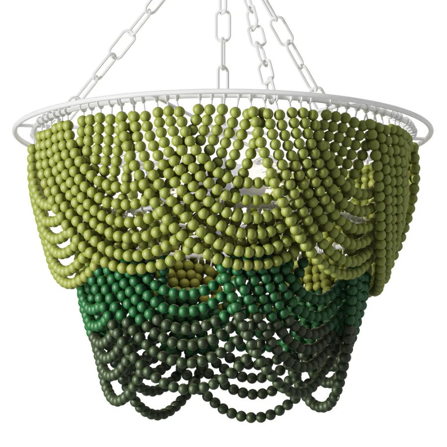 Etsy Green Beaded Wood Pendant Chandelier Image 1
