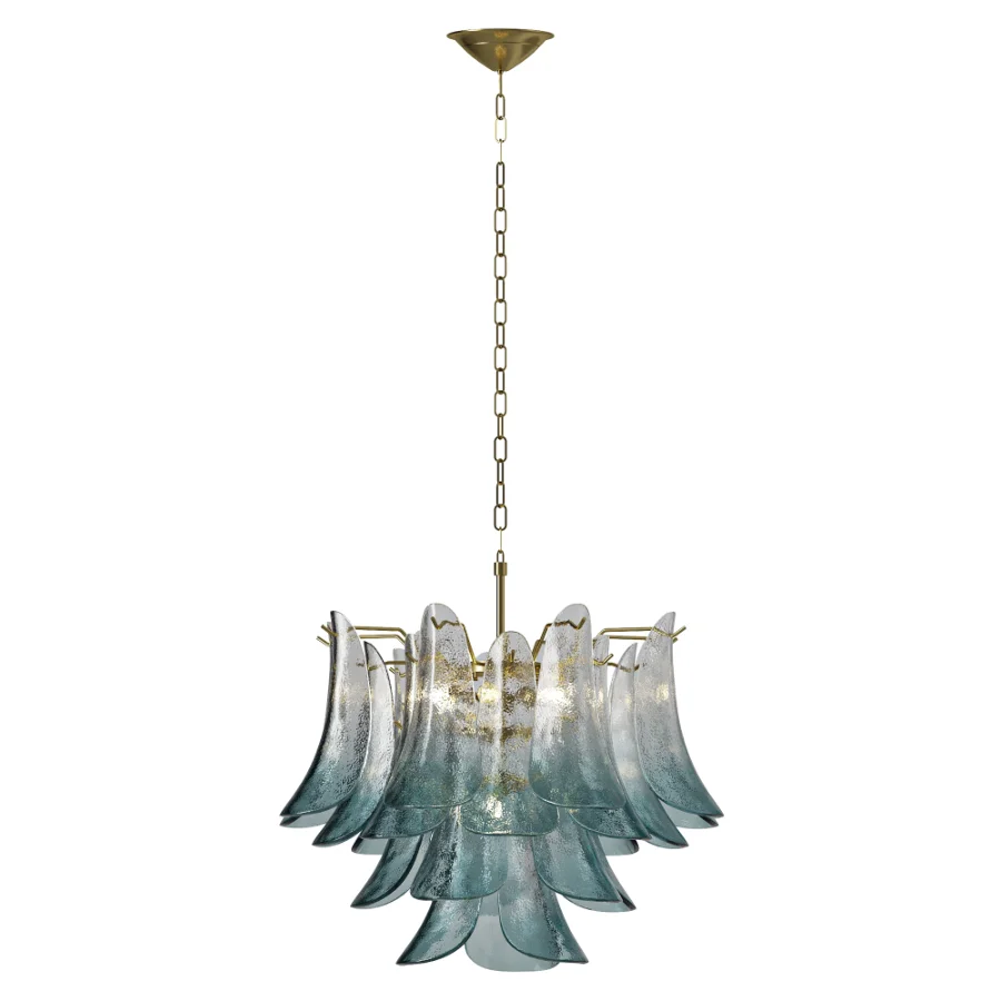 Blue Murano Style Glass Petals Chandelier Image 2