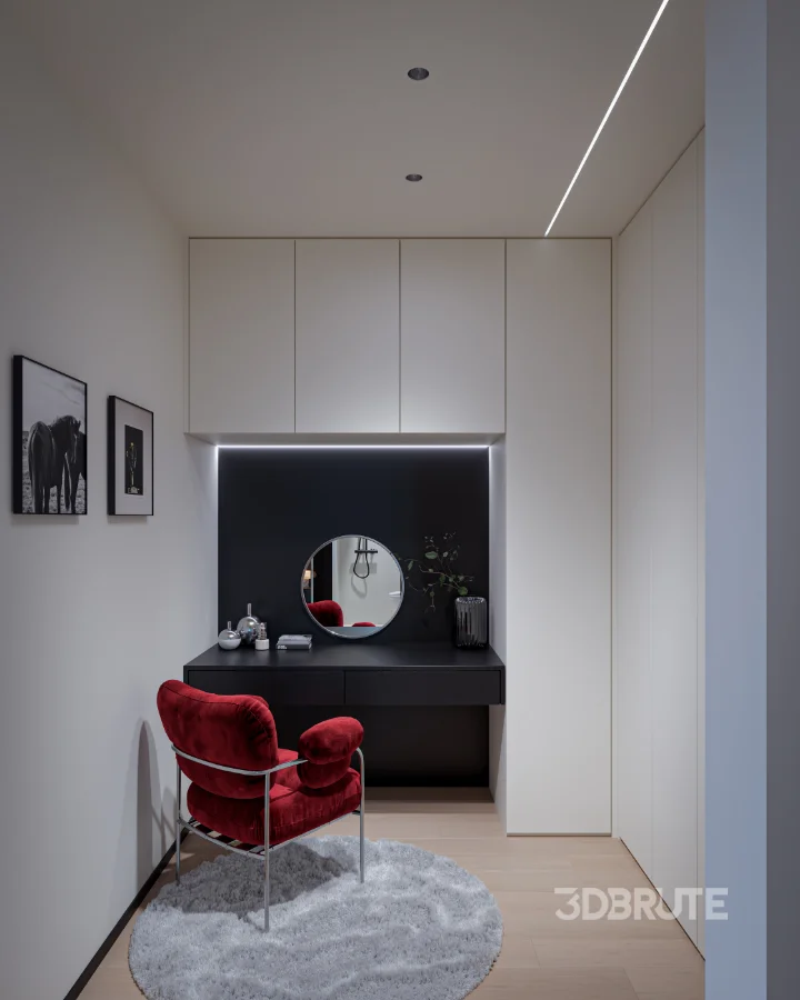 Modern bedroom and bathroom dressing room Image 4