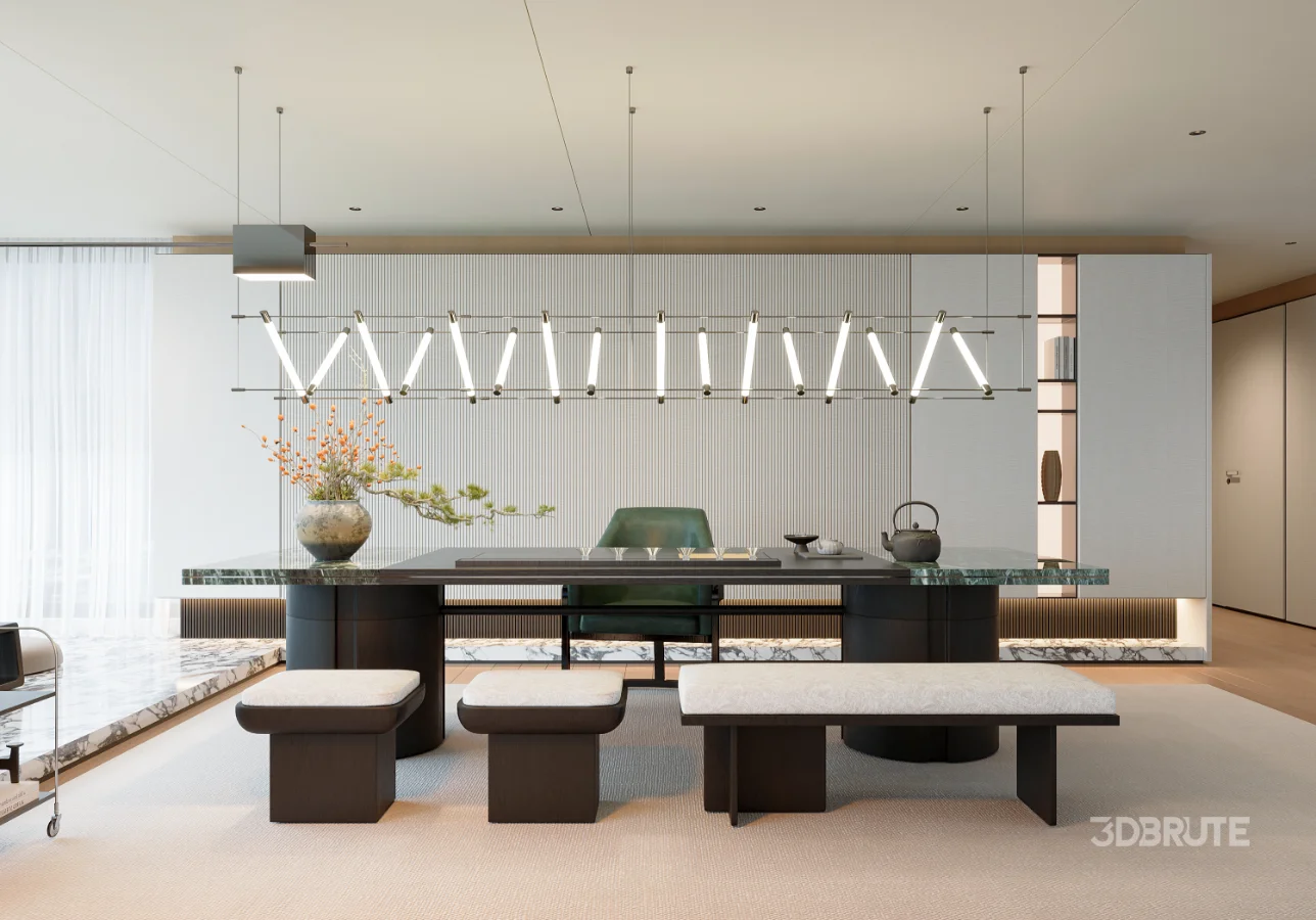 Modern living and dining room interior Image 4