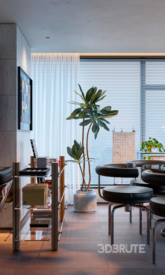 Modern living room and dining room interior scene Image 3