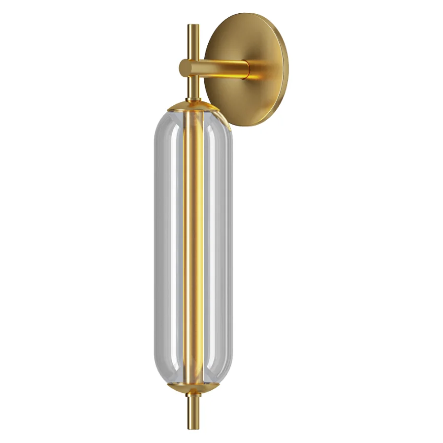 Zev Modern Brass Vertical Glass Wall Sconce Image 2