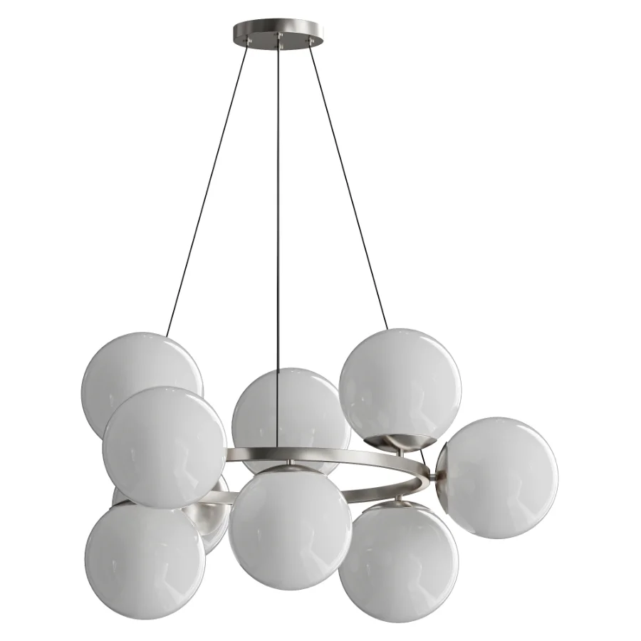 MyFar Aerton Nickel White Glass Molecule Chandelier 9 Light Image 2