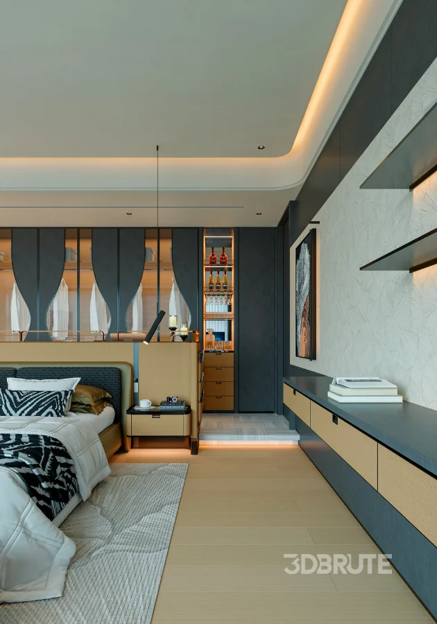 modern luxury bedroom interior Image 6
