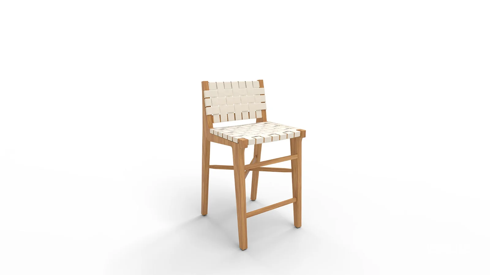 Taj White Leather Strap Bar Stool Image 5