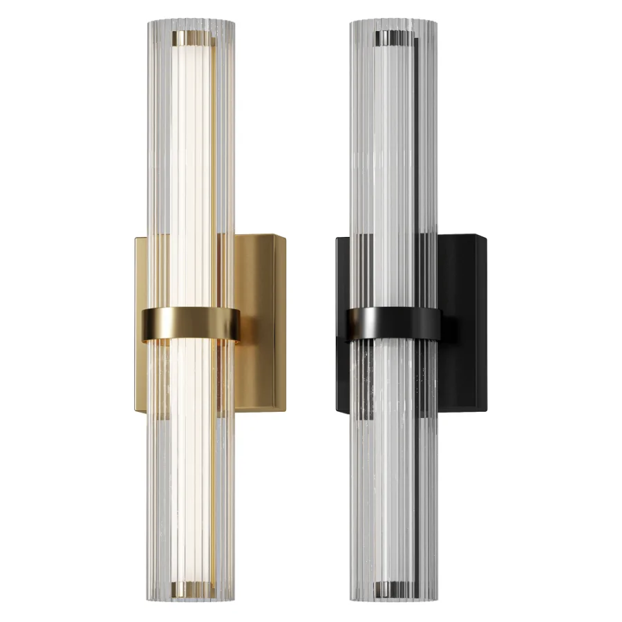 Soren Fluted Glass LED Tube Wall Sconce Image 1