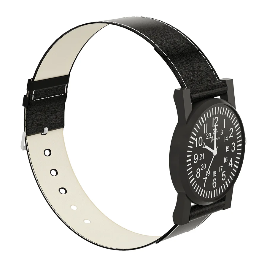 Jainx Men’S Black Dial Leather Strap Analog Watch Image 4