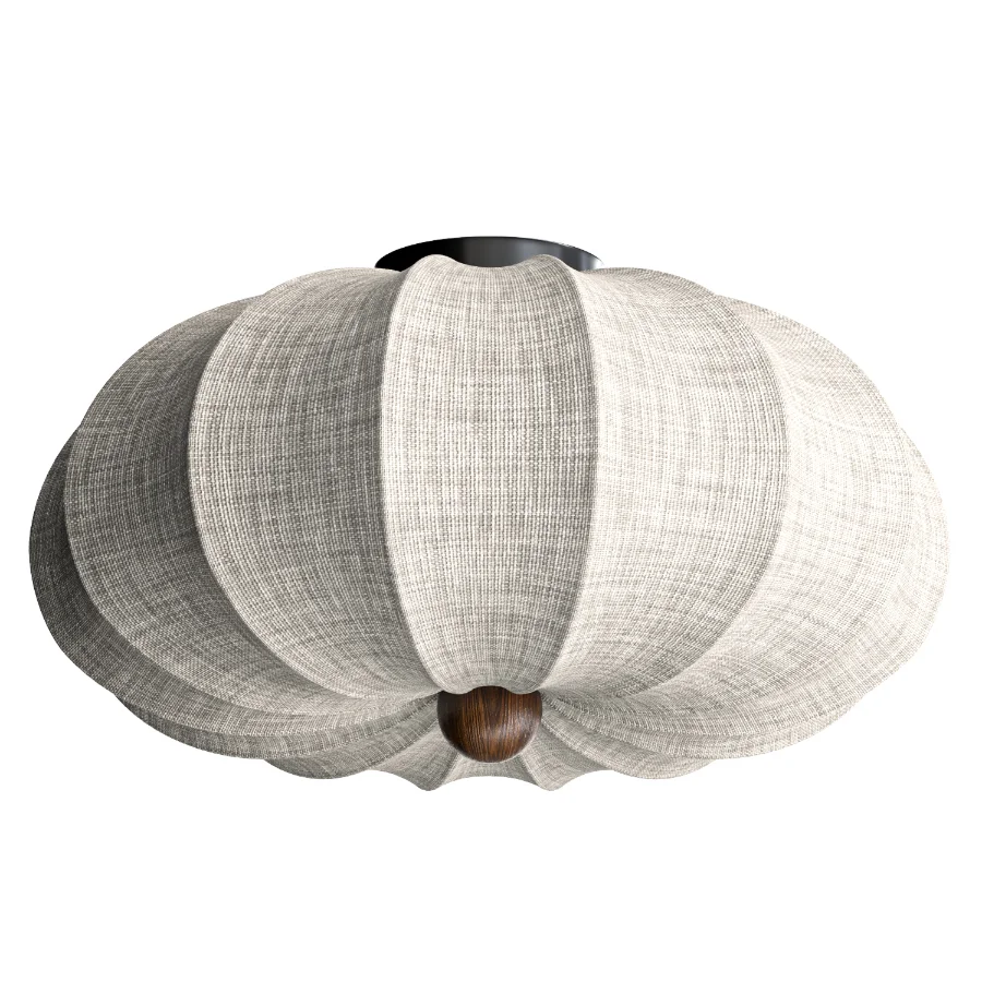 Japanese Vintage Fabric Curved Ceiling Light Image 1