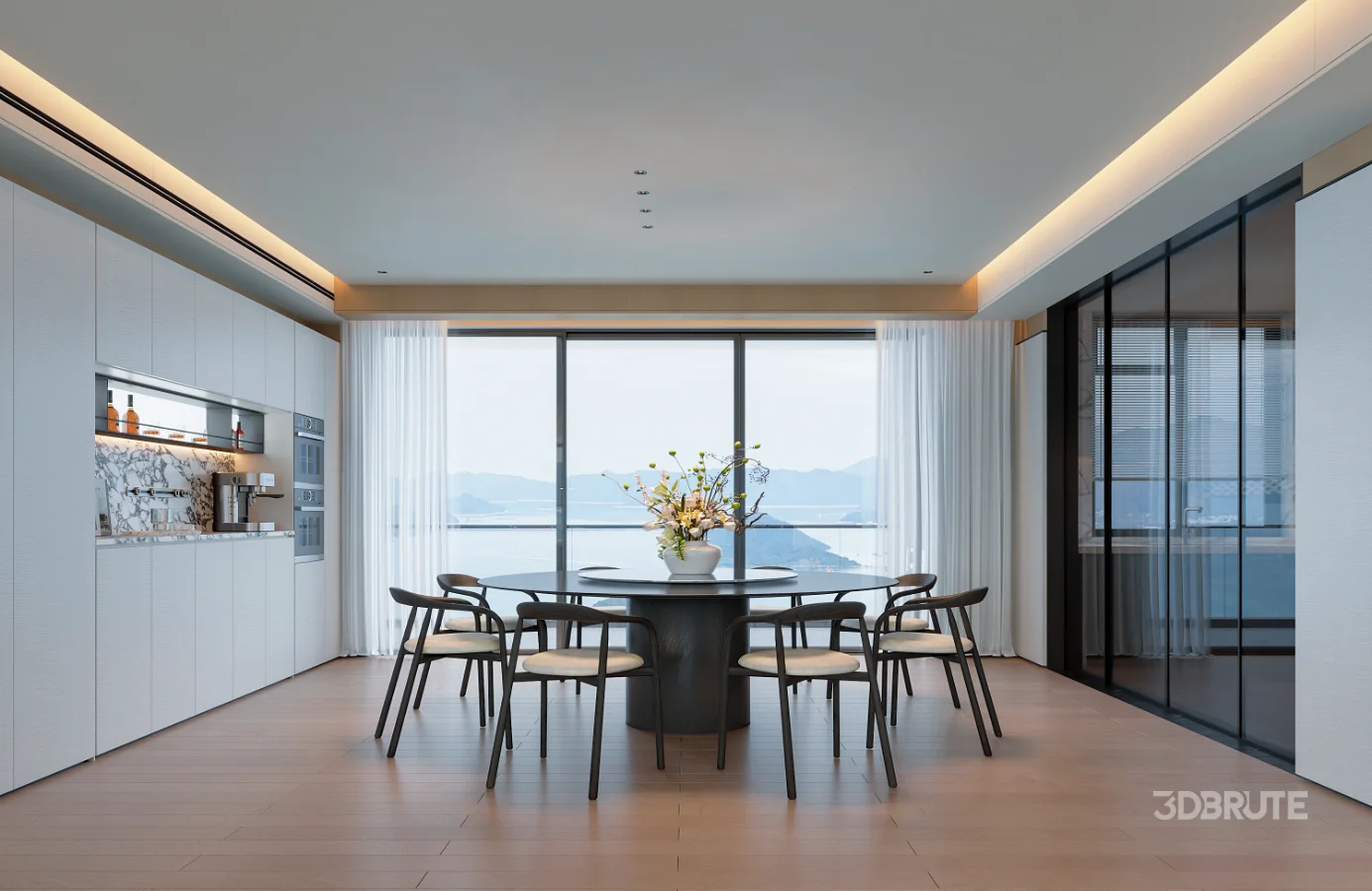 Modern living and dining room interior Image 3