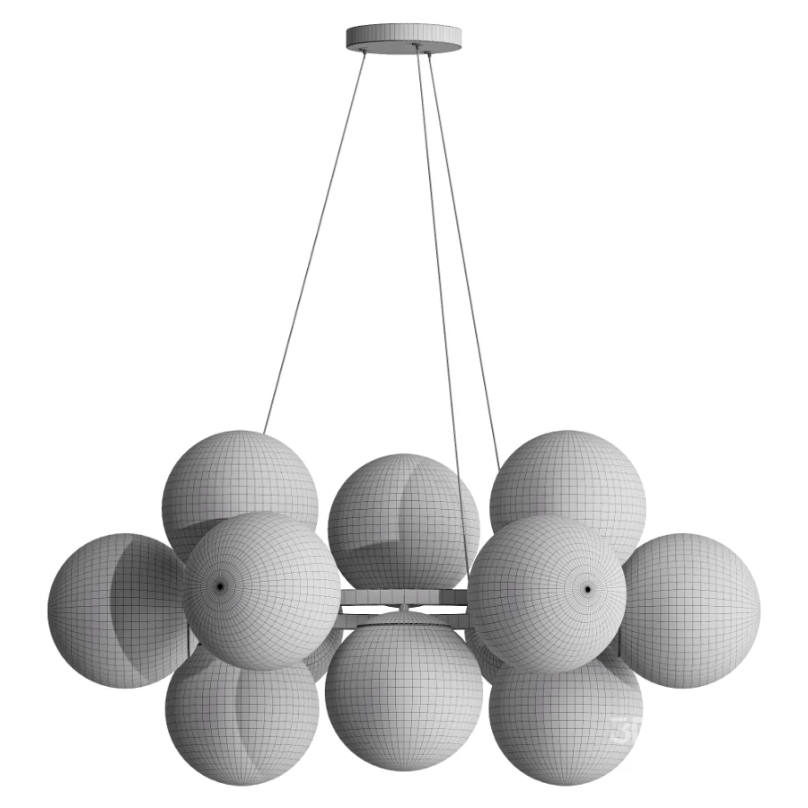 MyFar Aerton Nickel White Glass Molecule Chandelier 12 Light Image 3