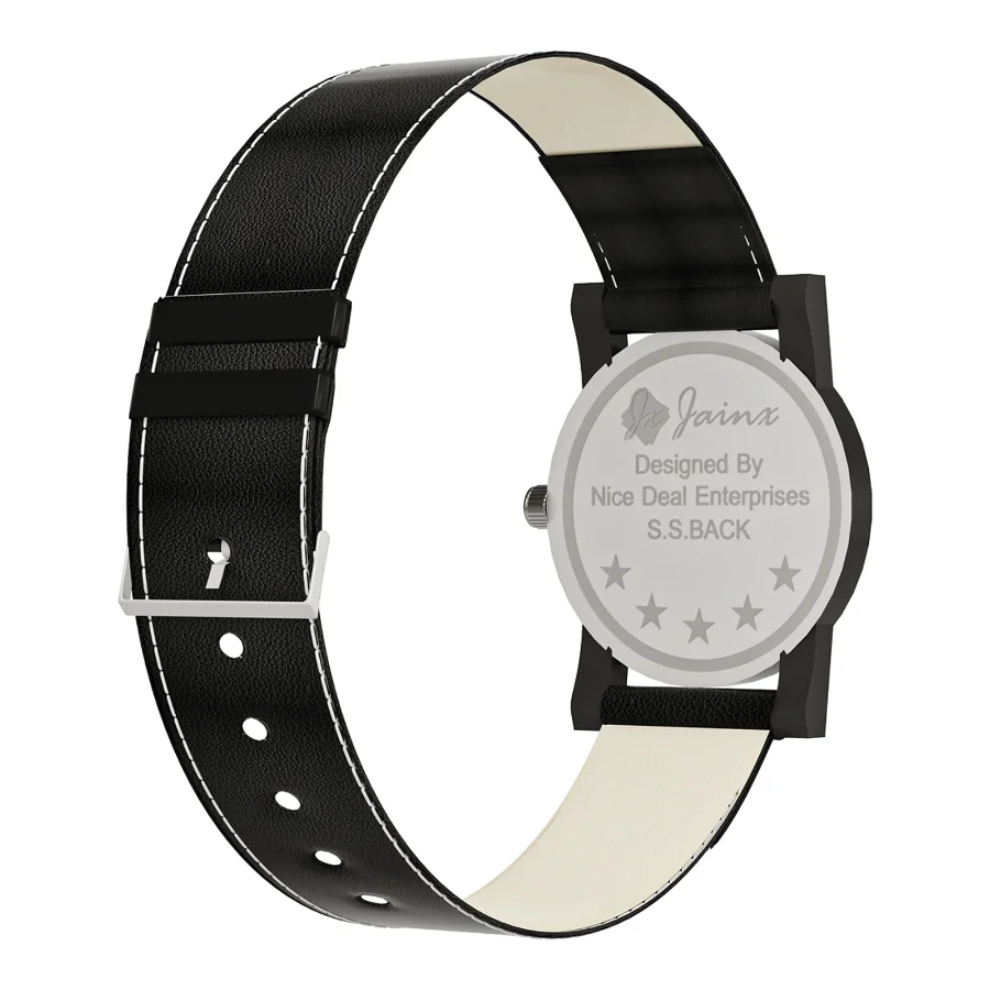 Jainx Men’S Black Dial Leather Strap Analog Watch Image 5