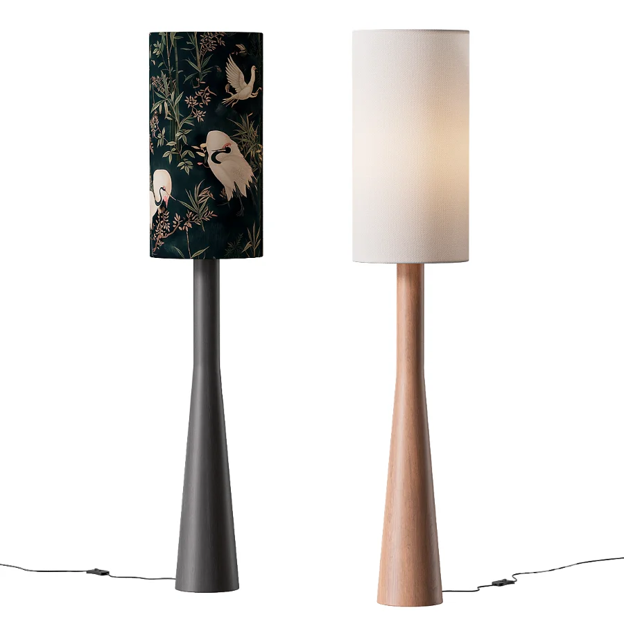 Minimalist Japandi Linen Floor Lamp Image 3