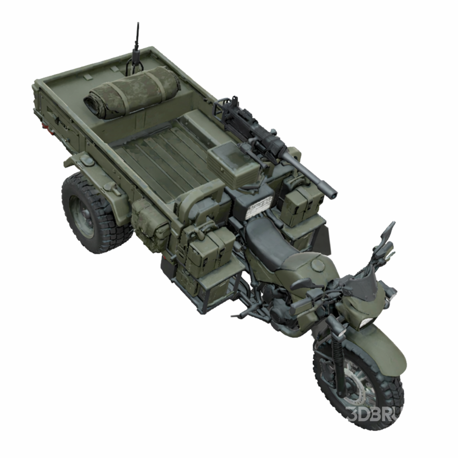 Military Tactical Trike Bike 3D Model Image 5