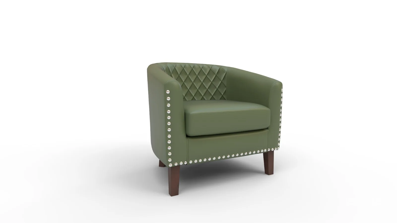 Leather Barrel Accent Chair Image 2