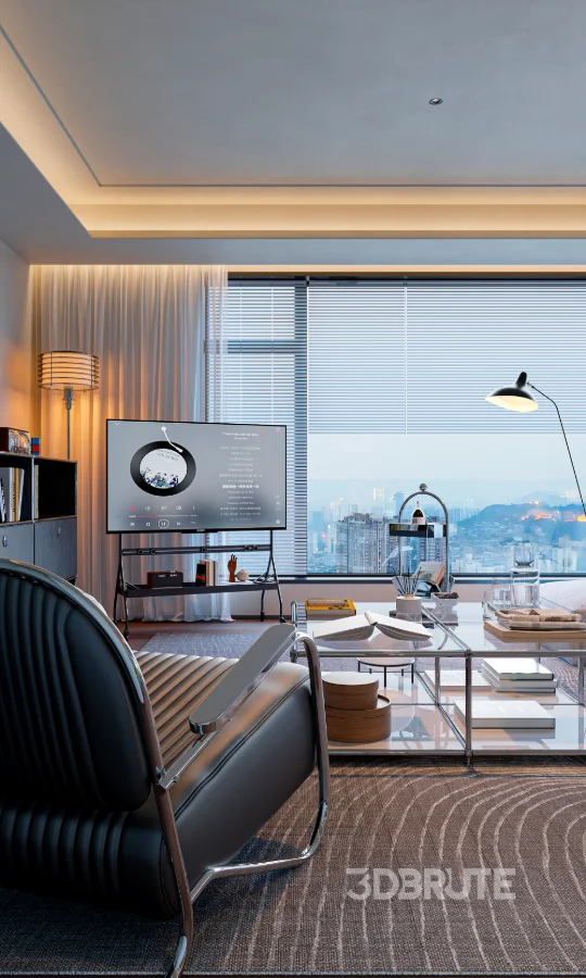Modern living room and dining room interior scene Image 7
