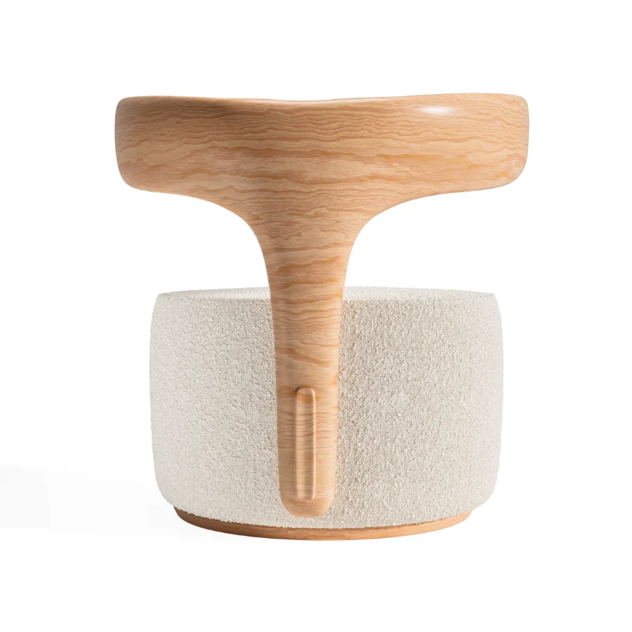 Modern Designer Wooden Armchair with Fabric Seat Image 5