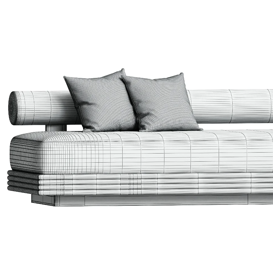 Collins Aluminum 3 Seat Armless Sofa Image 2