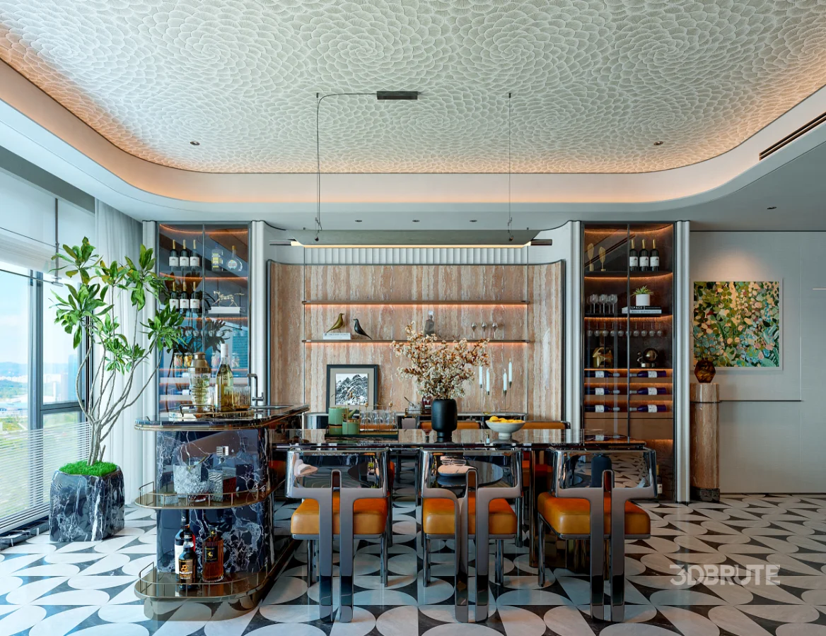 Modern luxury living and dining room Image 5