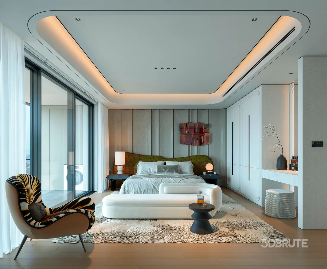 modern luxury bedroom interior Image 3