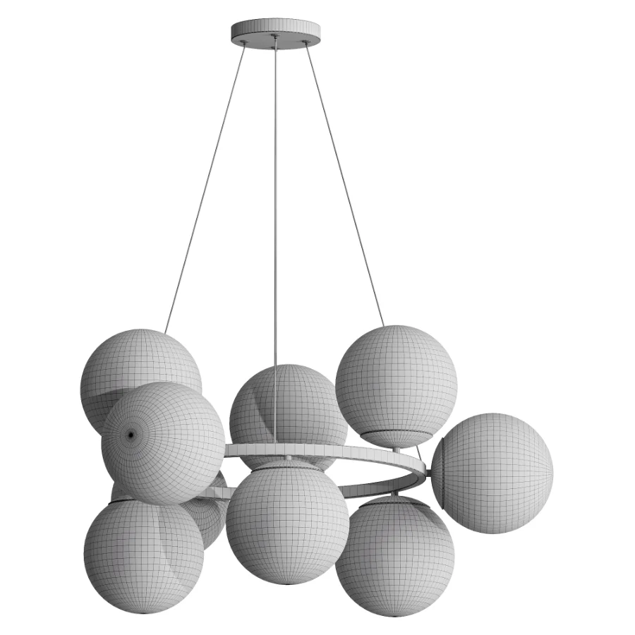MyFar Aerton Nickel White Glass Molecule Chandelier 9 Light Image 3