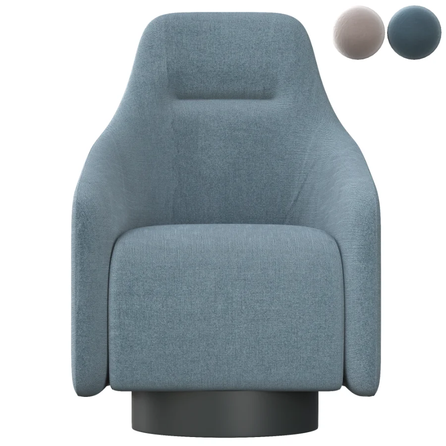 Swivel_fabric_armchair_with_armrests_and_headrest Image 2