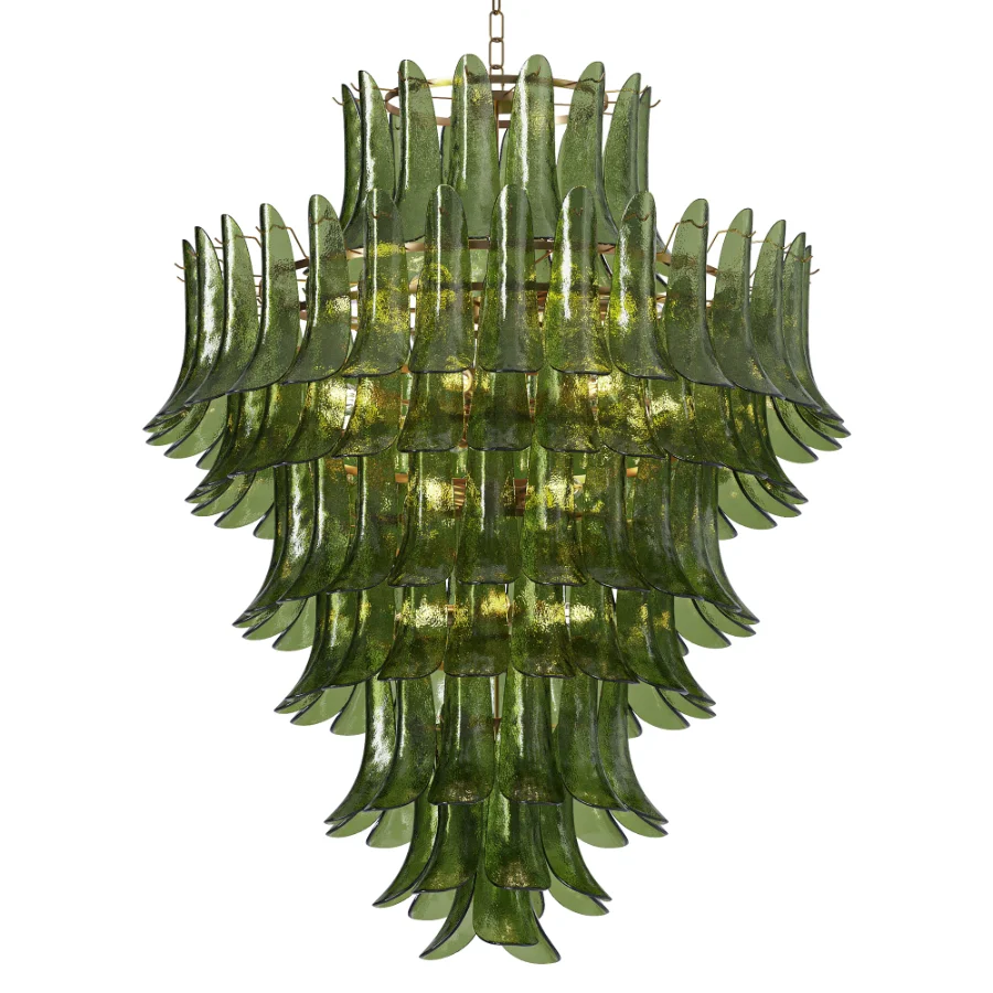 Green Murano Glass Petal Chandelier Image 1