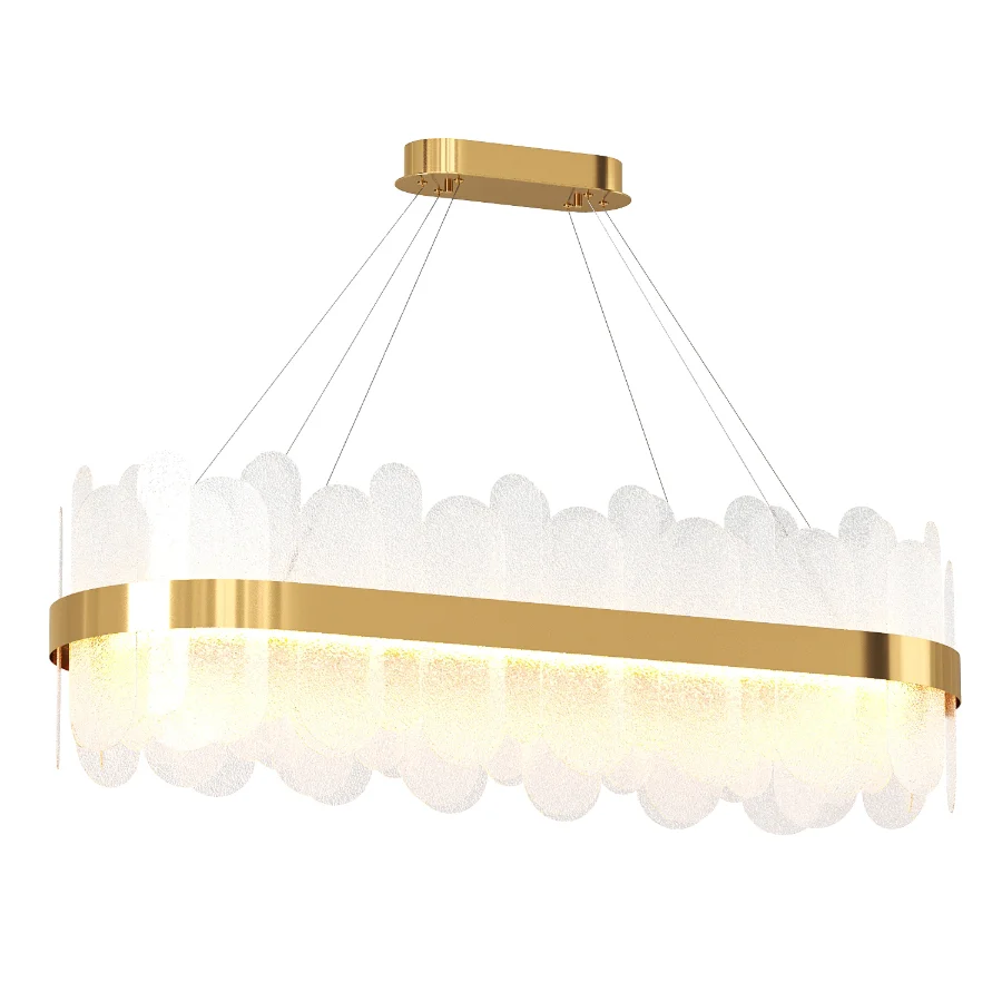 Modern Gold Rectangular Crystal Chandelier Image 1