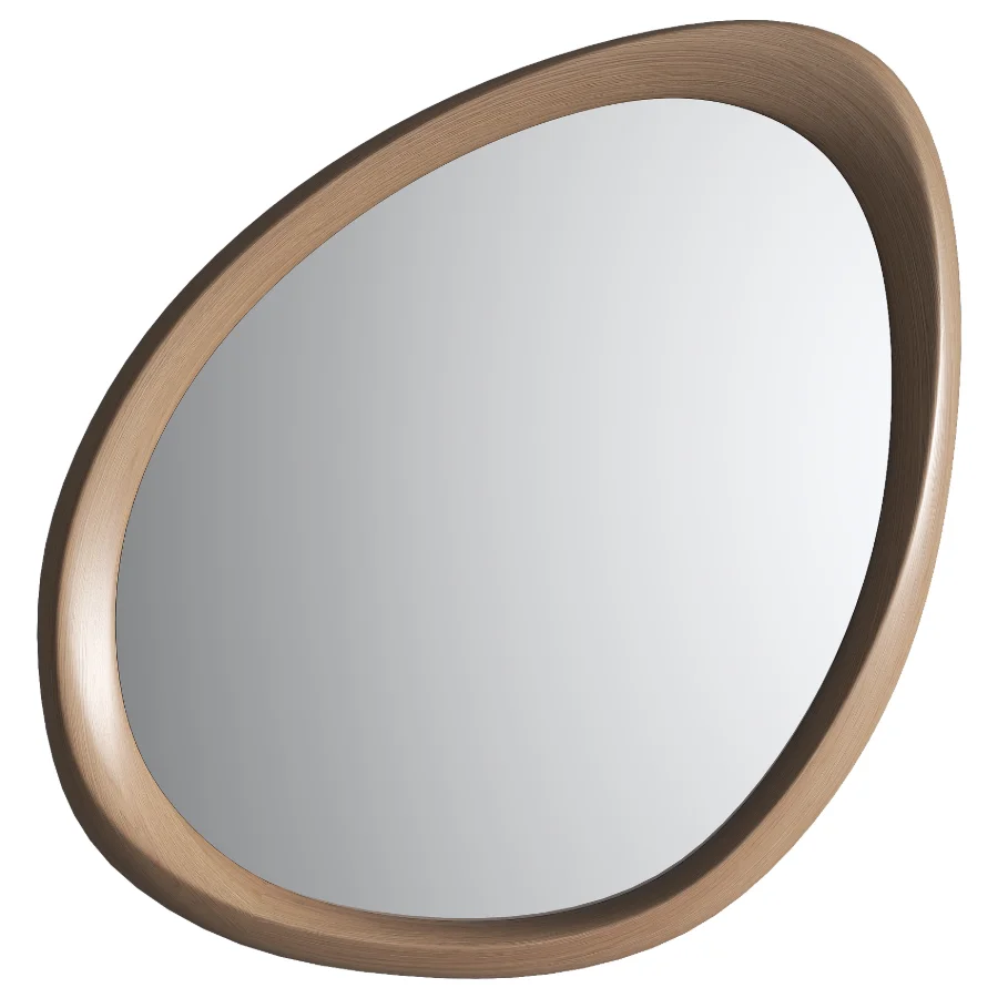 Asymmetrical Wooden Frame Mirror Image 1