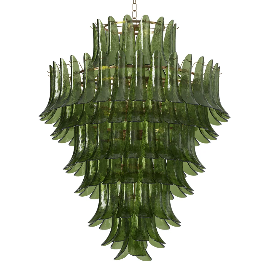 Green Murano Glass Petal Chandelier Image 2