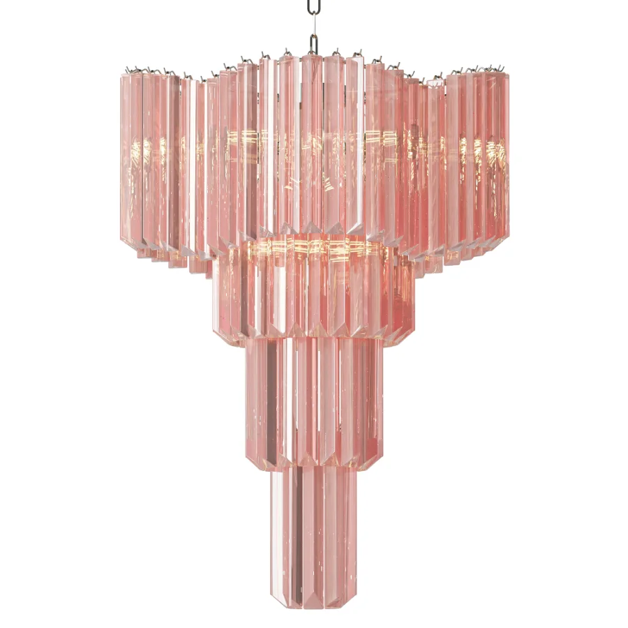 Italian Murano Glass Sputnik Chandelier in Pink Image 1