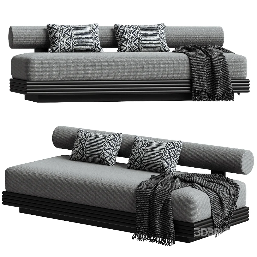 Collins Aluminum 2 Seat Armless Sofa Image 4