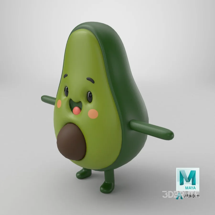 Avocado Cartoon 3D Character Image 24