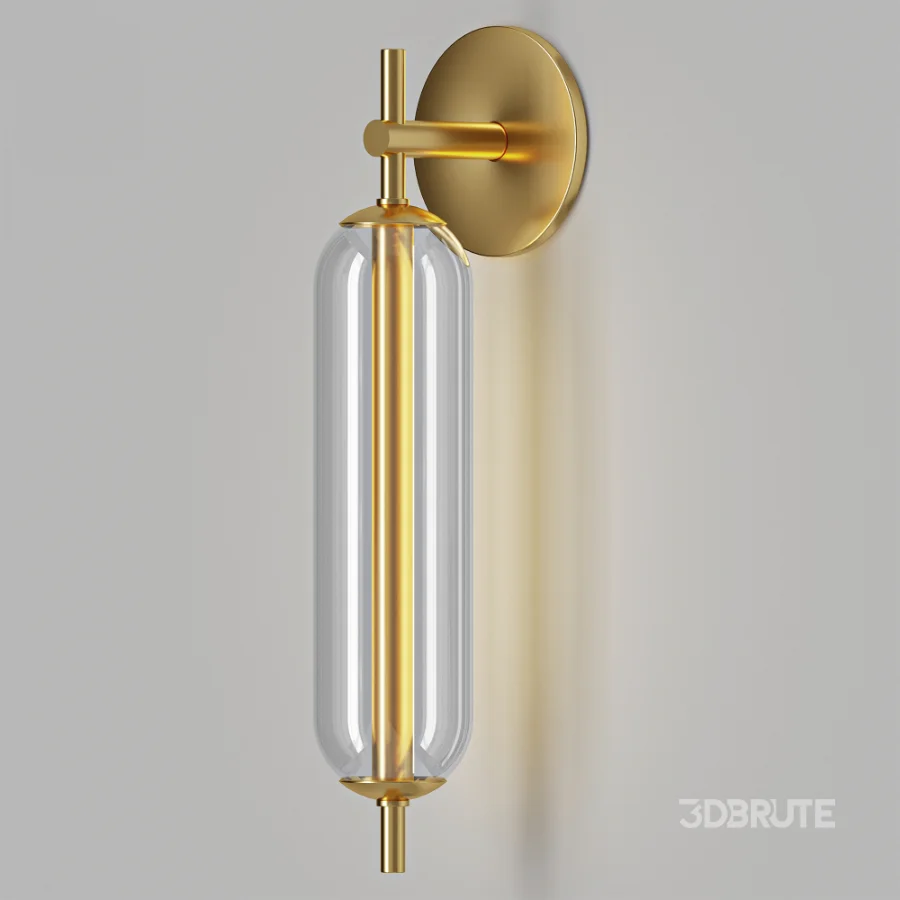 Zev Modern Brass Vertical Glass Wall Sconce Image 1