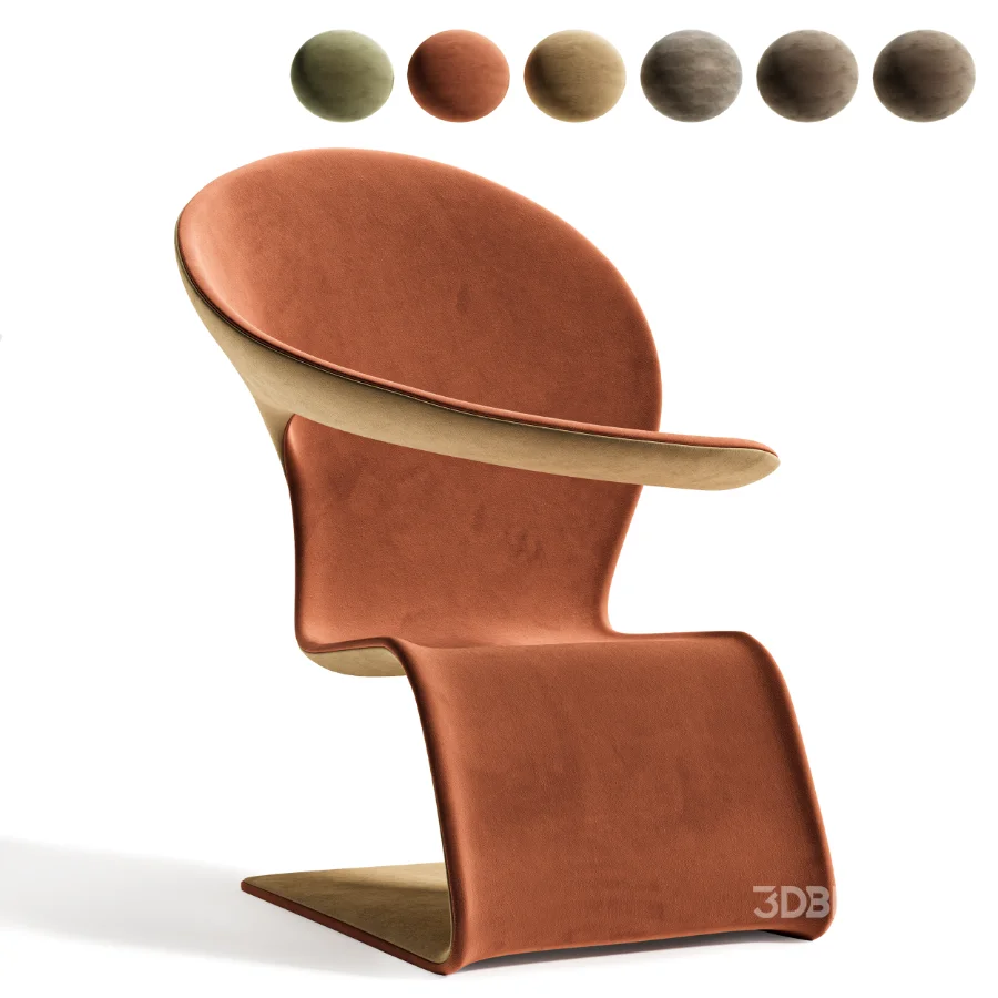 Modern Sculptural Armchair with Soft Fabric Upholstery Image 6