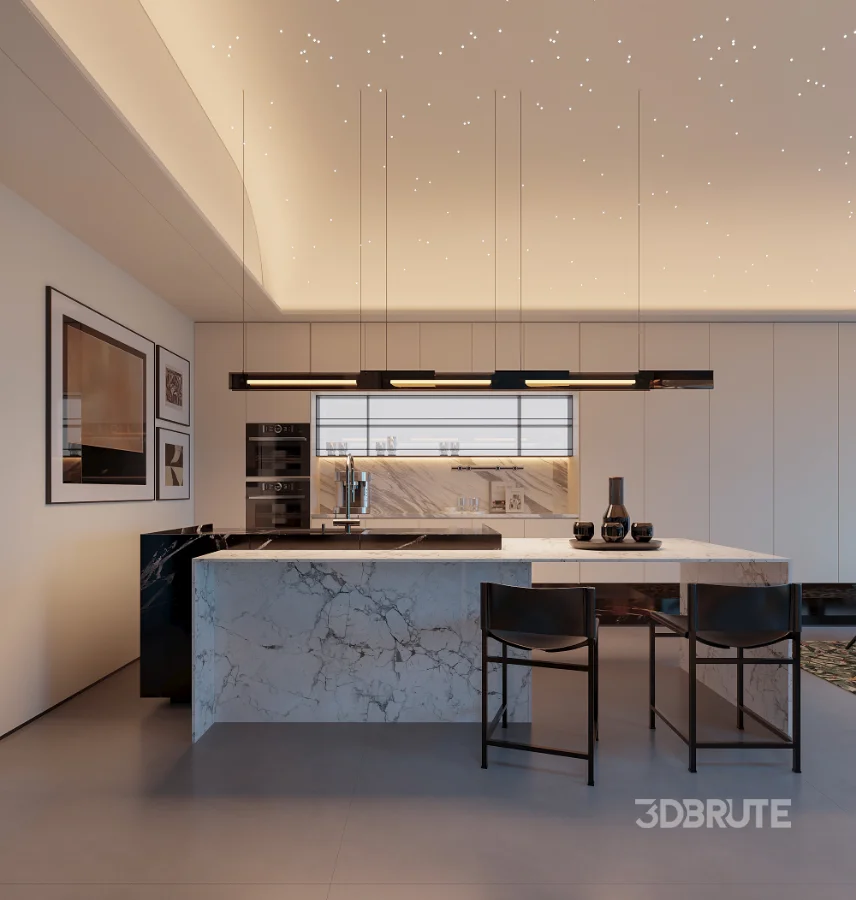 Modern living room and dining room interior scene Image 2