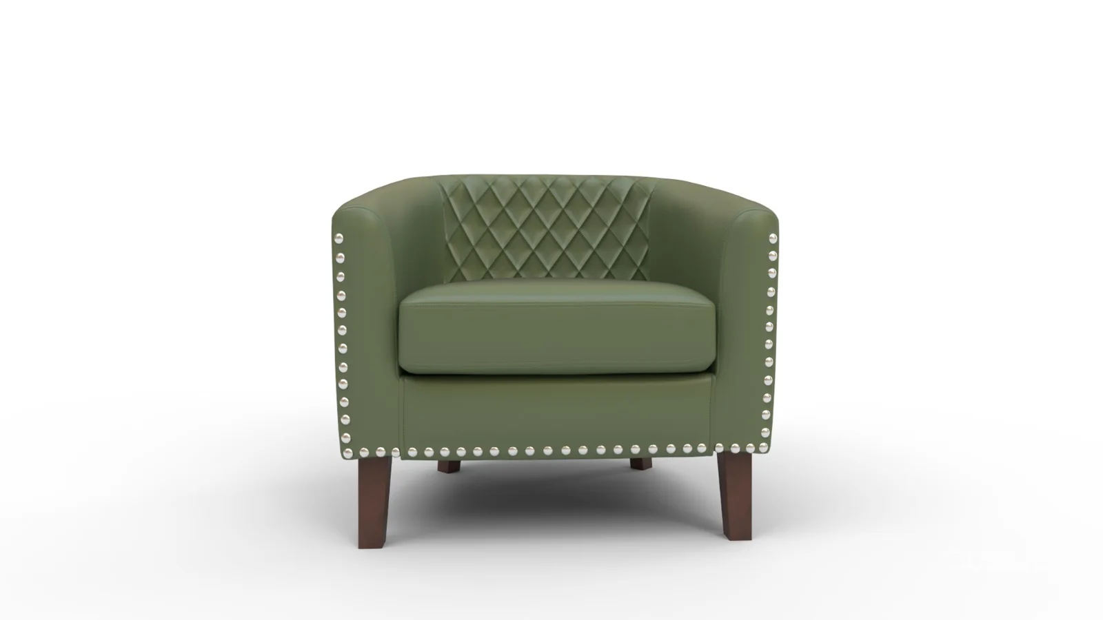 Leather Barrel Accent Chair Image 1