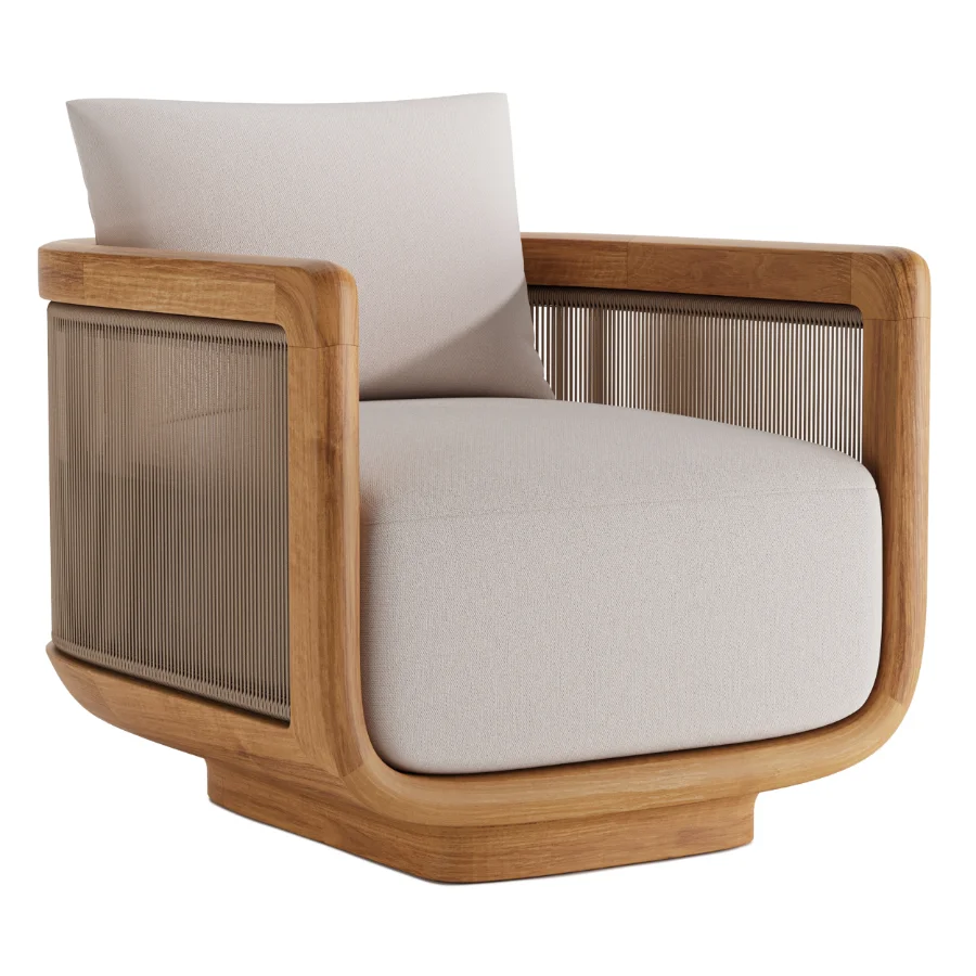 RH Brera Teak Lounge Chair Image 1
