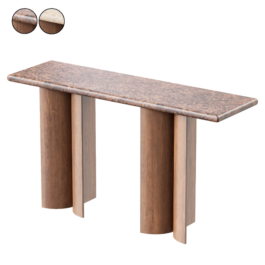 Marble Wood Ivory Console Image 3
