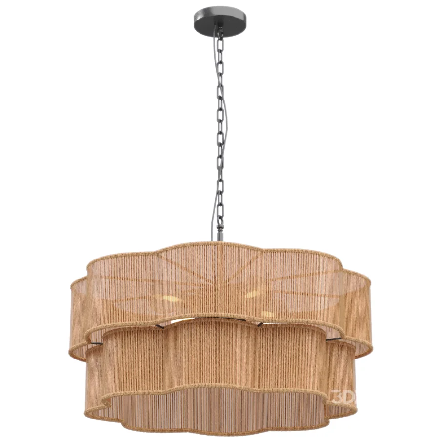 Light Scalloped Rope Drum Chandelier Image 1