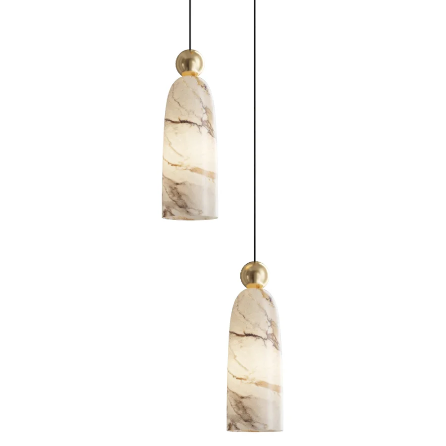 Figure Alabaster Pendant Lamp 2 heads Image 1