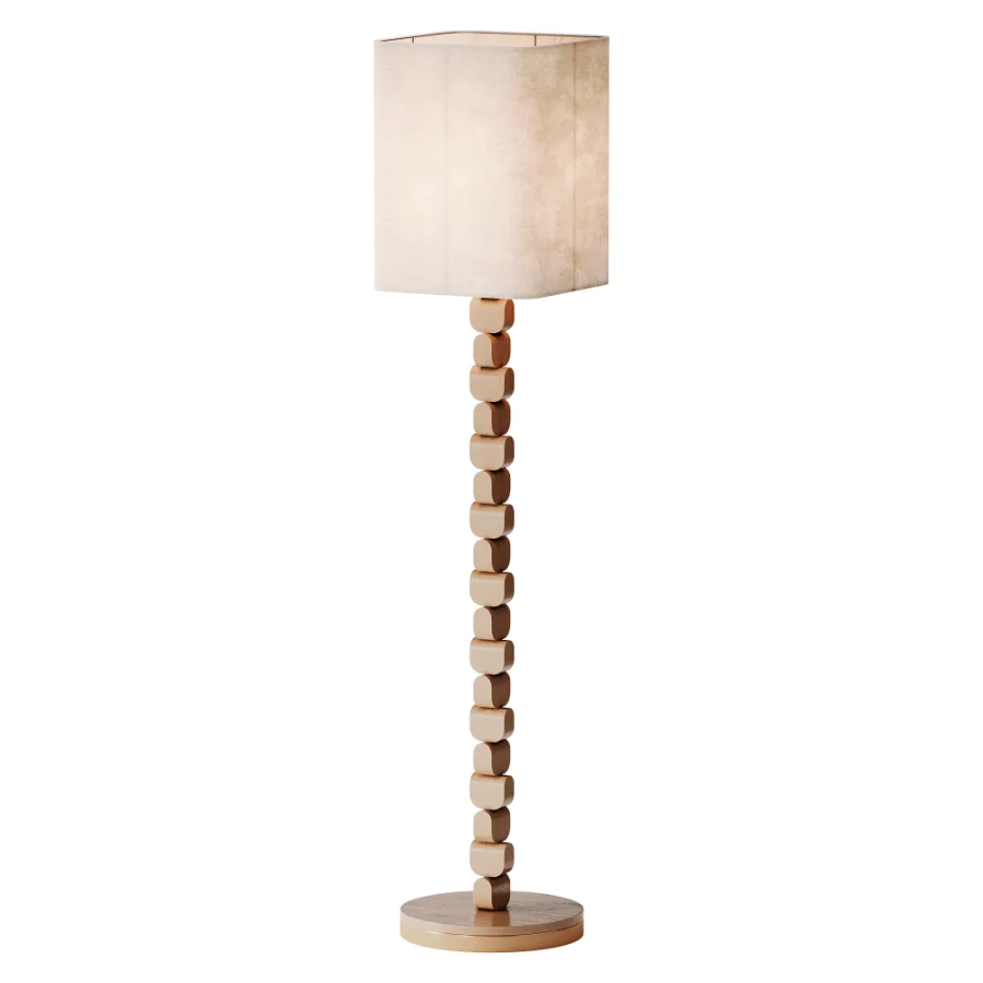 Vintage Wooden Floor Lamp Image 1